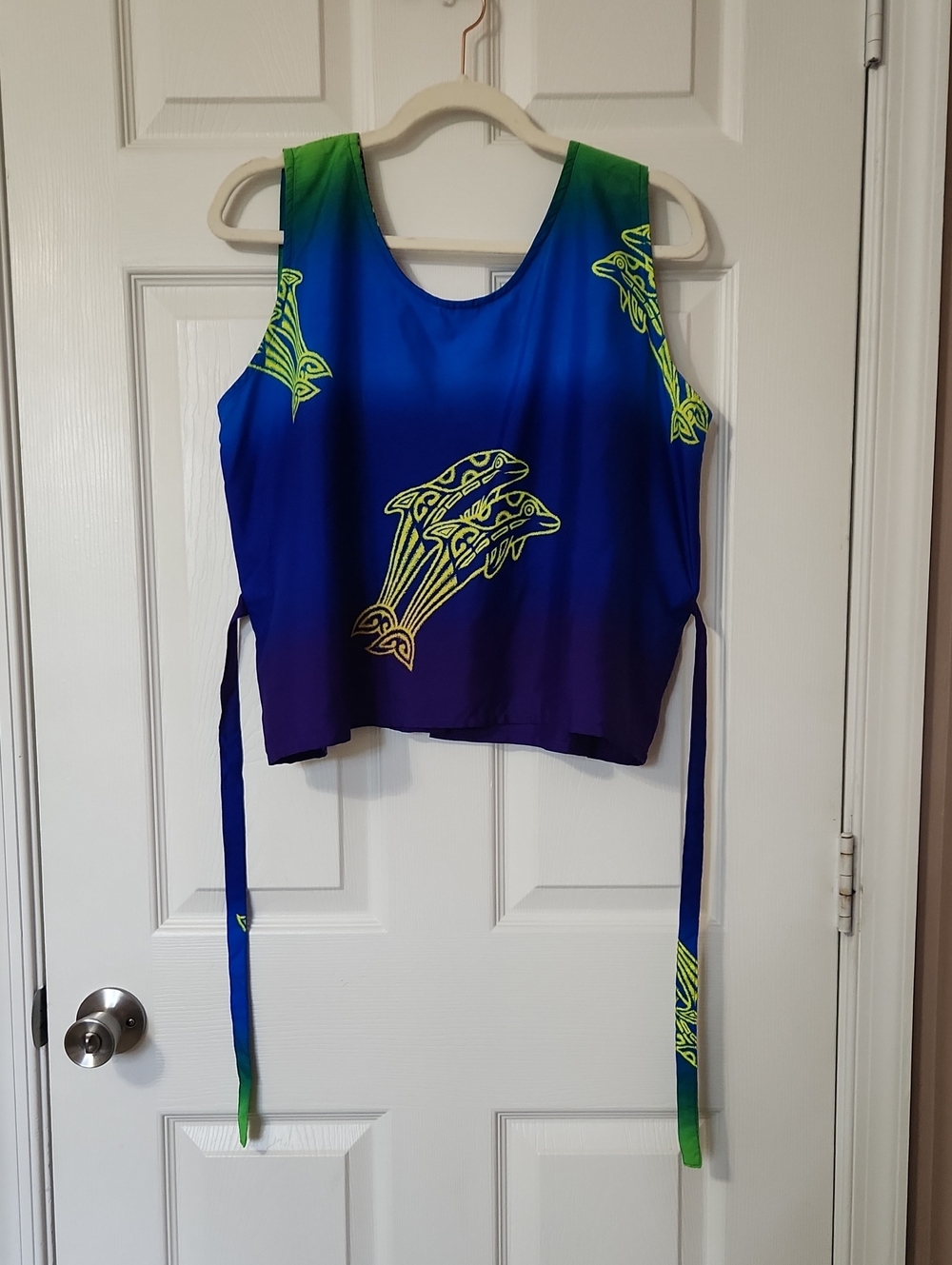 Rima Imar Blue to Purple Ombre Tank with Neon Green Motif